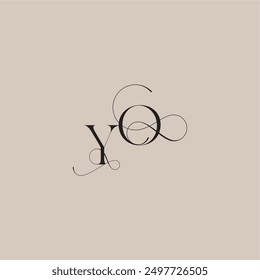 YO letter line and bold mix concept beautiful initial wedding serif monogram logo