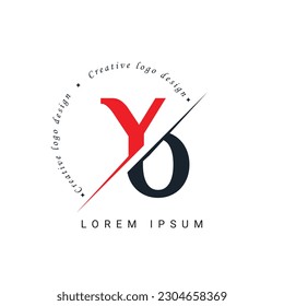 YO Letter Logo Design mit einer kreativen Schnitt. Kreatives Logo-Design