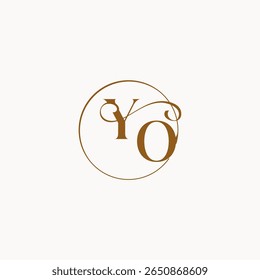 YO carta luxurius sentimento com fluxo círculo flui casamento logotipo monograma elegante estilo