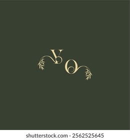 YO letter luxury wedding monogram organic leaf initial logo design concept