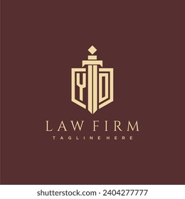 YO letter monogram for law firm with sword and shield logo image