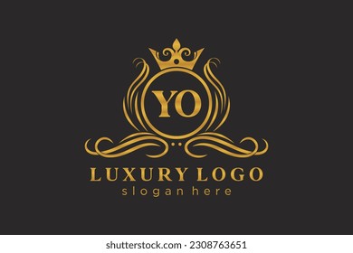 YO Letter Royal Luxury Logo Vorlage in Vektorkunst für Restaurant, Royalty, Boutique, Cafe, Hotel, Heraldic, Juwelier, Mode und andere Vektorgrafik.