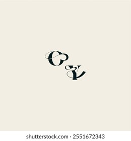 YO letter wedding monogram elegant fancy curve logo bold and hairline initial