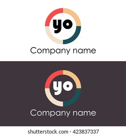 YO letters business logo icon design template. Symbol with four colors circle