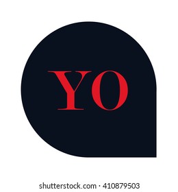 YO Letters red , Abstract black background logo, Design identity in shape, Alphabet letter