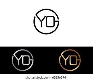 Yo Logo. Letter Design Vector with Red and Black Gold Silver Colors

