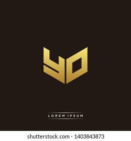 YO Logo Letter Initial Logo Designs Templete with Gold and Black Background