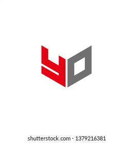 YO Logo Letter Initial With Red and Grey Colors