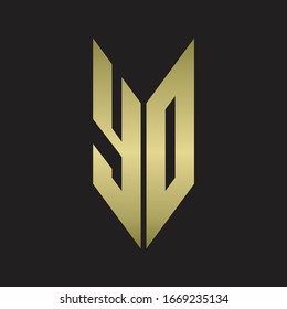 YO Logo monogram with emblem style isolated with gold colors