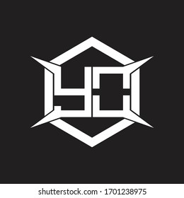 YO Logo monogram with hexagon and four taper shape design template