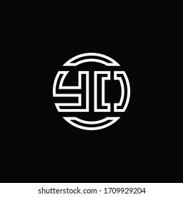 YO logo monogram with negative space circle rounded design template