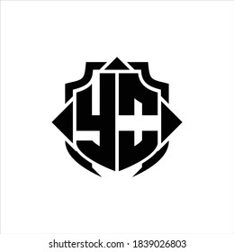 YO Logo monogram with shield line and 3 arrows shape design template on white background