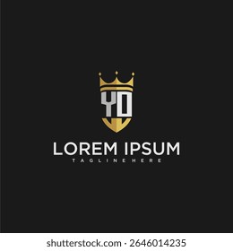 YO carta de luxo monograma para coroa e escudo logotipo design