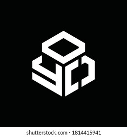 YO monogram logo with 3 cube style design template isolated on black background