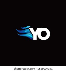 YO monogram logo with blue fire style design template