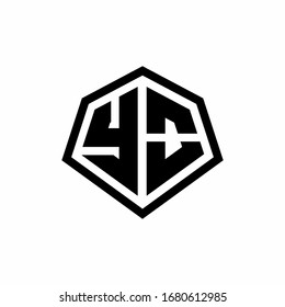 YO monogram logo with hexagon shape and line rounded style design template isolated on white background