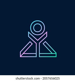 YO monogram logo. Letter y, letter o decorative typographic icon isolated on dark background. Alphabet initials. Abstract characters sign. Modern design, geometric style symbol. Neon colors.
