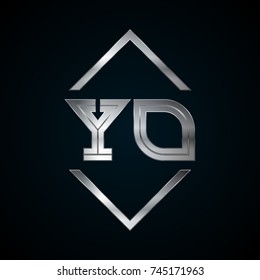 YO Monogram, Metal Logo, Silver Logo