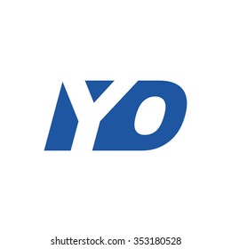 YO negative space letter logo blue