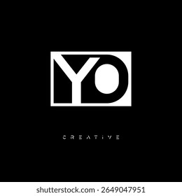 YO Negative Space Monogram - Logotipo de marca de letra preto e branco minimalista para branding criativo, identidade de moda e conceitos de design modernos
