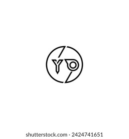 YO simple outline concept logo and circle of initial design black and white background