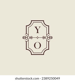 YO vintage wedding initial logo in high quality professional design that will print well across any print media