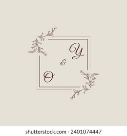 YO wedding line square monogram with high quality professional design that will print well