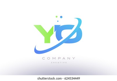yo y o alphabet green blue swoosh letter company logo vector icon design template