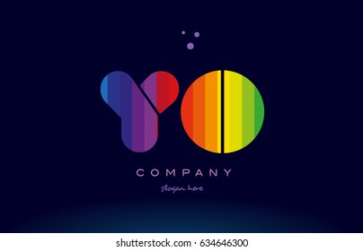 yo y o alphabet letter colorful creative colors text dots creative company logo vector icon design template