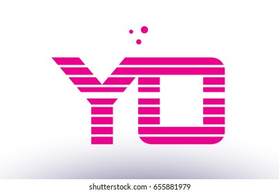 yo y o alphabet letter logo pink purple line stripe company design template creative abstract vector