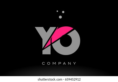 yo y o alphabet letter logo pink grey black creative company vector icon design template