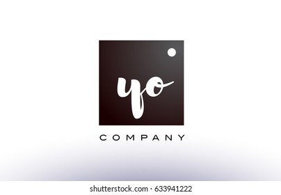 YO Y O black white handwritten handwriting alphabet company letter logo square design template dot dots creative abstract