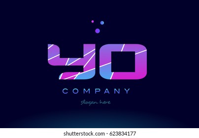 yo y o  creative color blue background pink purple magenta alphabet letter company logo vector icon