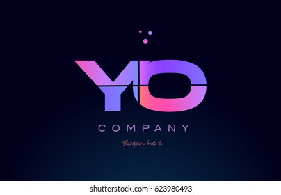 yo y o creative color blue background pink purple blue magenta alphabet letter company logo vector icon design