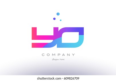 yo y o  creative pink purple blue modern dots creative alphabet gradient company letter logo design vector icon template