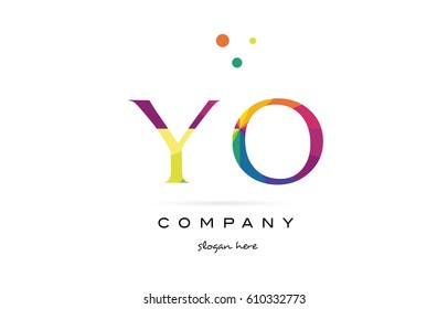 yo y o  creative rainbow colors colored alphabet company letter logo design vector icon template