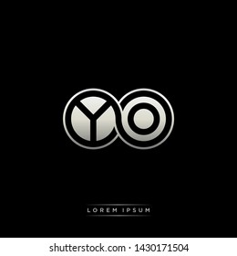 YO Y O initial letter linked circle capital monogram logo modern template silver color edition