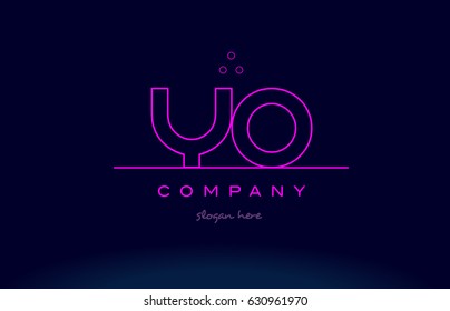 yo y o letter alphabet text pink purple dots contour line creative company logo vector icon design template