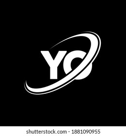 YO Y O letter logo design. Initial letter YO linked circle uppercase monogram logo white color. YO logo, Y O design. yo, y o