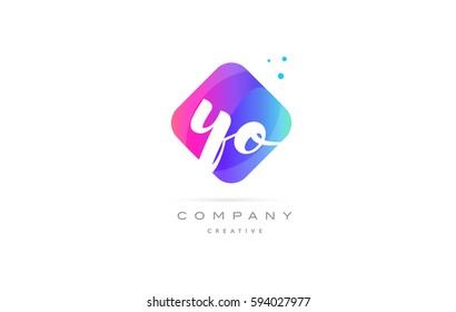 yo y o  pink blue rhombus abstract 3d alphabet company letter text logo hand writting written design vector icon template 