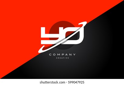 yo y o  red black white technology swoosh alphabet company letter logo design vector icon template 