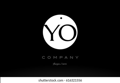 YO Y O simple black white circle background alphabet company logo design vector icon template