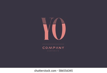 yo y o vintage retro pink alphabet company blue grey letter logo design creative vector icon template 