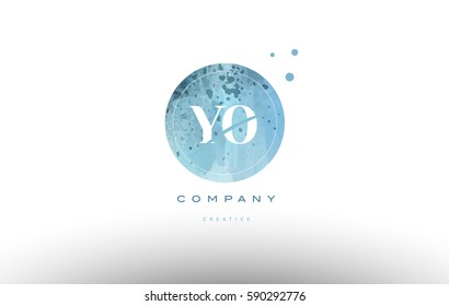 yo y o  watercolor grunge vintage alphabet company letter combination logo circle design vector icon template 