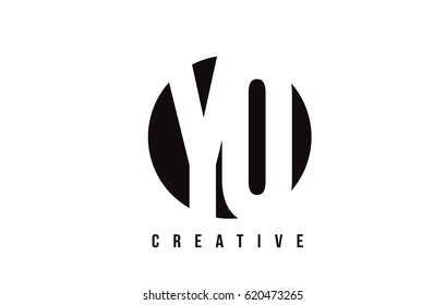 YO Y O White Letter Logo Design with Circle Background Vector Illustration Template.