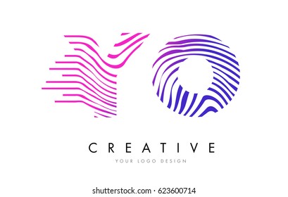 YO Y O Zebra Letter Logo Design with Black and White Stripes Vector
