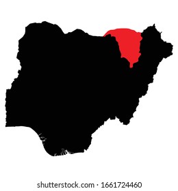 Yobe Province highlighted on Nigeria map Vector EPS 10