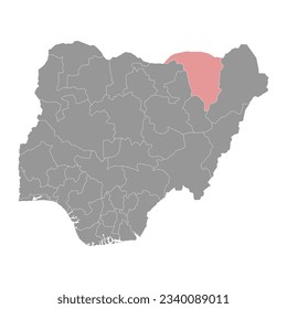 Mapa estatal de Yobe, división administrativa del país de Nigeria. Ilustración vectorial.