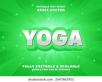 ioga 3d efeito de texto em fundo verde. meditação esporte