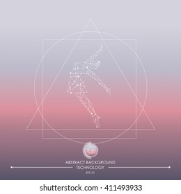 Yoga, abstract geometric vector silhouette of points and lines. Vector illustration. Technology